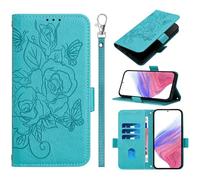EasyShow Cover per Oukitel C3 Wallet Cell, Retro Flowers Design Pattern Custodia, PU+TPU Pelle Case, [Carta Fessura] Flip Wallet Custodia per Oukitel C3, Azzurro chiaro