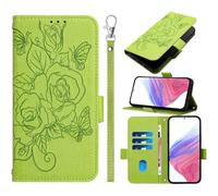 EasyShow Cover per Samsung Galaxy A18/A17/A26 Wallet Cell, Retro Flowers Design Pattern Custodia, PU+TPU Pelle Case, [Carta Fessura] Flip Wallet Custodia per Samsung Galaxy A18/A17/A26, Verde