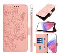 EasyShow Cover per Samsung Galaxy A18/A17/A26 Wallet Cell, Retro Flowers Design Pattern Custodia, PU+TPU Pelle Case, [Carta Fessura] Flip Wallet Custodia per Samsung Galaxy A18/A17/A26,Rosa