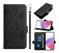 EasyShow Cover per Samsung Galaxy A18/A17/A26 Wallet Cell, Retro Flowers Design Pattern Custodia, PU+TPU Pelle Case, [Carta Fessura] Flip Wallet Custodia per Samsung Galaxy A18/A17/A26, Nero
