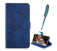 EasyShow Custodia per Motorola Edge 70+Penna Touch, Case per a con Goffratura a farfalla, Custodia in Pelle Magnetica Portafoglio Cover per Motorola Edge 70 (Blu)