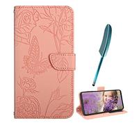 EasyShow Custodia per Samsung Galaxy S26 Edge+Penna Touch, Case per a con Goffratura a farfalla, Custodia in Pelle Magnetica Portafoglio Cover per Samsung Galaxy S26 Edge (Rosa)