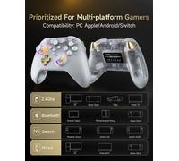 EasySMX D05 Gamepad Wireless per Nintendo Switch e PC con Dock di Ricarica, Joystick RGB con Effetto Hall, Controller di Gioco per Windows