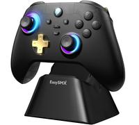 EasySMX D05 Wireless Controller PC con Base di Ricarica - RGB luce - Joystick Hall - Trigger Hall - Batteria ricaricabile da 1000 mAh - Vibrazione - Turbo - per PC/Switch/Mobile - Nero