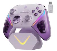 EasySMX D10 Controller PC Wireless - Joystick TMR, Grilletti Dual-Mode, Tasti Meccanici, Polling 1000Hz, RGB - Bluetooth Gaming Controller per PC/Switch/Switch 2/ iOS con Dock di Ricarica-Viola