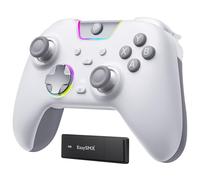 EasySMX X05PRO Controller Wireless PC con Tasti Quiet, Trigger 2 Livelli, Joystick Hall, 2 Pulsanti Programmabili, Batteria 1000mAh, Compatibile PC Windows/Switch/Android/iOS-Bianco