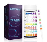 EASYTEST 7 IN1 Piscina Test Strisce,150 Strisce di Prova Chimica dell'acqua Spa,Test per Acqua Piscina Bromo, Alcalinità Totale,pH,Cloro Libero,Durezza Totale,Acido Cianurico e Cloro Totale