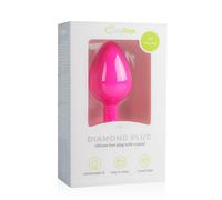 Easytoys Diamond - plug anale con pietra bianca - silicone rosa - misura media