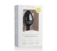 Easytoys Diamond - plug anale nero con pietre bianche (medio)