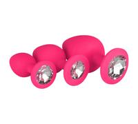 Easytoys Anal Collection Silicone Butt Plug with Diamond Pink