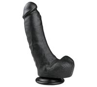 Fallico Nero Realistico con Ventosa e Testicoli (20cm)