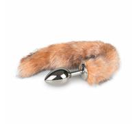 Spina anale Medaglia d'argento medio Fox spina a coda con striscia, gioco Butt Play Plug EasyToys Rilievo di sforzo