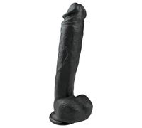 Easytoys - grande dildo ventosa con testicoli (26,5cm) - nero
