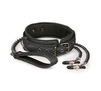 Easytoys Fetish Collection Leather Collar With Nipple Chains