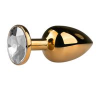 Dildo Anale a Cono Easytoys Metal No.1 con Pietra Bianca - Dorato (2,5cm)