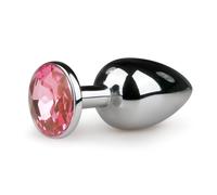 Easytoys Metal No.1 - plug anale a cono con pietra rosa - argento (2,7 cm)