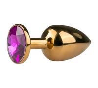 EasyToys Metal No.1 - plug anale a cono con pietra viola (oro, 2,5 cm)