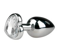 EasyToys Metal No.2 - plug anale con pietra a forma di cuore (argento-bianco)