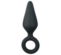 Plug Anale Easytoys Punta Affilata con Anello di Trattenimento - Medio (Nero)