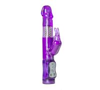Vibratore Rabbit Easytoys con perle rotanti e stimolatore clitorideo (viola)