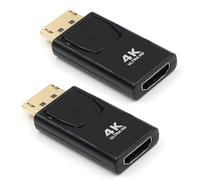 EasyULT Adattatore DisplayPort a HDMI 2 Pezzi, Risoluzione 4K DP Maschio a HDMI Femmina Convertitore, Supporto Audio 4K 1080P, per HDTV, Monitor, Proiettori, Portatili e Altri(Nero)