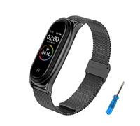EasyULT Cinturino Compatible con Xiao Mi Band 7 Cinturini Metallo, Braccialetto per Mi Band 7 in Acciaio Inossidabile Bracciale di Ricambio(Non Host)(Nero)