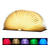EasyULT Lampada Libro USB Ricaricabile, Lampada Led a Forma di Libro, 5 Colori Mutevoli, RGB Pieghevole in Legno Magnetico Luce Libro LED Luci Notturne USB, per Camera Letto/Scrivania/Tavolo -[Mini]