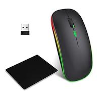 EasyULT Mouse Senza Fili Bluetooth, LED, Ricaricabile (5.1+2.4G), Retroilluminato a 7 Colori, DPI Regolabile Silenzioso per PC,Mac, Notebook, con Tappetino