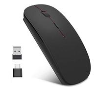 EasyULT Mouse Wireless Ricaricabile, Ergonomic Mouse Senza Fili 2,4G con Nano Ricevitore, 1600DPI Mouse USB Portatile da Ottico, Ideale per Notebook, PC, Laptop, Computer, MacBook(Nero)