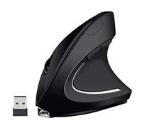 EasyULT Mouse Verticale Wireless Ricaricabile, Ergonomico Ottico Mouse Senza Fili 2.4G con Nano Ricevitore, 800/1200/1600 DPI Regolabile Mouse USB, 6 Pulsanti, per PC/Laptop/Desktop/MacBook(Nero)