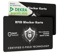 EasyWallet Scheda di blocco NFC/RFID certificata DEKRA - Tecnologia E-Field per una protezione sicura della carta - Extra sottile (0,84 mm) - Perfetto per ogni portafoglio - Protezione ottimale, Nero