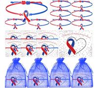 Easywiny Set di 50 braccialetti per la sensibilizzazione dei difetti cardiaci congeniti, 50 braccialetti con nastro regolabile, 50 carte e 50 sacchetti di organza per beneficenza attività pubbliche