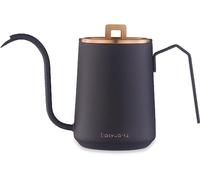 Easyworkz Caffettiera a collo di cigno con bollitore da 600 ml in acciaio inox a goccia con beccuccio lungo e stretto,oro rosa nero