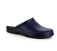 EasyY Walk 632 Ciabatte sanitarie Anatomiche da Uomo in Vera Pelle Blu e Bianche Antiscivolo.