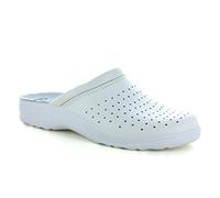 EasyY Walk 632 Ciabatte sanitarie Anatomiche da Uomo in Vera Pelle Blu e Bianche Antiscivolo.