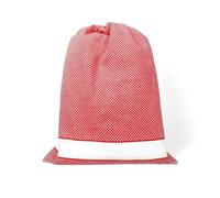 EasyZip Sacca Asilo con Nome - Tela Aida da Ricamare - Sacca in Puro Cotone, disponibile in 9 Colori, Resistente e Made in Italy - Cm. 40x50, Rosso