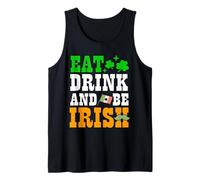 Eat Drink And Be Bandiera Irlandese Shamrock St Patrick's Day Stache Canotta