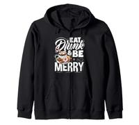 Eat Drink And Be Merry Divertente Natale Natale Felpa con Cappuccio