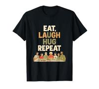 Eat Laugh Hug Repeat Design per Una riunione di Famiglia Maglietta