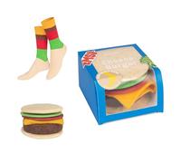 EAT MY SOCKS - Calzini originali e divertenti - Design a forma di cheesburger - Calzini alti - Comfort e durata - Ideale per uomini e donne - Taglie da 36 a 45-1 paio
