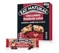 Eat Natural, 3 Barrette Cioccolato Fondente Extra, Con Frutta Secca ed Essiccata, Ingredienti Naturali, Fonte di Proteine, Senza Glutine, Senza Coloranti e Conservanti, 3 x 40 Gr