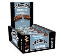 Eat Natural, Barrette Proteiche Arachidi e Cioccolato Fondente,12x40g | 12 barrette proteiche con arachidi tostate e cioccolato extra, fonte di fibre, senza glutine