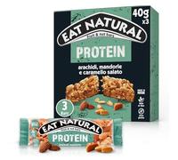 Eat Natural Protein, 3 Barrette Proteiche con Arachidi e Caramello Salato, Ingredienti Naturali, Fonte di Proteine, Senza Glutine, Senza Coloranti e Conservanti, 3 x 40 Gr