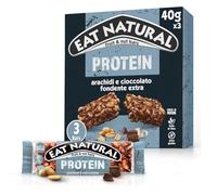 Eat Natural Protein, 3 Barrette Proteiche con Arachidi e Cioccolato Fondente, Ingredienti Naturali, Fonte di Proteine, Senza Glutine, Senza Coloranti e Conservanti, 3 x 40 Gr
