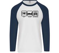 Eat Sleep 4X4 Off Roading Car Uomo L/S Baseball T-Shirt