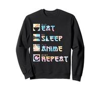 Eat Sleep Anime Repeat Funny - Anime Manga - Effetto Tie Dye Felpa