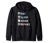 Eat Sleep Anime Repeat Funny - Anime Manga - Effetto Tie Dye Felpa con Cappuccio