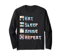 Eat Sleep Anime Repeat Funny - Anime Manga - Effetto Tie Dye Maglia a Manica