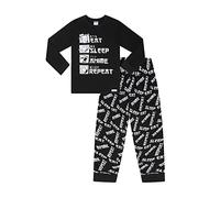 Eat Sleep Anime Repeat - Set pigiama lungo, colore: Nero, Nero , 9-10 Anni