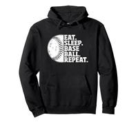 Eat Sleep Baseball Repeat Softball Catcher Batter Baseballer Felpa con Cappuccio